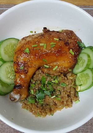 รูปของ ไก่ย่างเทอริยากิ ข้าวบุกผัดกระเทียม คีโต