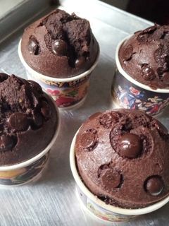 Foto resep Cup cake coklat (6 bhn tanpa pengembang)