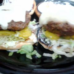 A picture of cheesy ranch burgers.