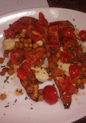 A picture of Baked Mediterranean Sweet Potatoes.