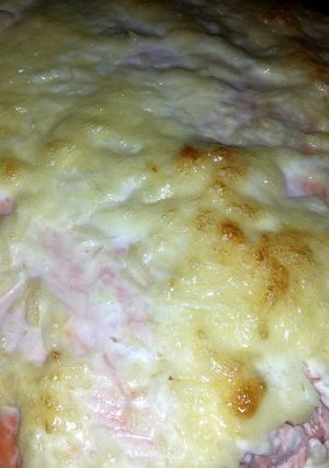 A picture of Parmesan salmon bake.