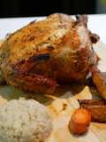 ไก่อบมันฝรั่ง + ดอกกะหล่ำบด