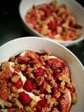 Vanilla balsamic figs and raspberries, ginger'n'lime crumble and Greek yoghurt