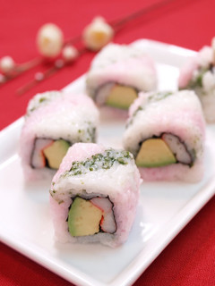 A picture of California Rolls for Hinamatsuri.