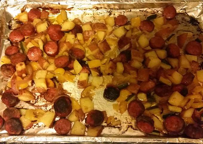 Spicy Roasted Sausage Potatoes and Peppers
