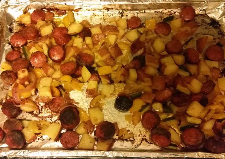 Recipe of Quick Spicy Roasted Sausage Potatoes and Peppers