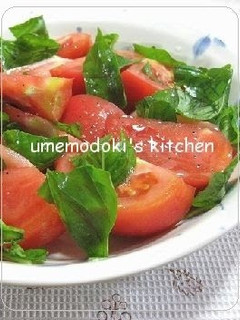 A picture of Tomato and Basil with Lemon Flavored Dressing.