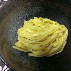 Bright Yellow Turmeric Udon Noodles A picture of Bright Yellow Turmeric Udon Noodles.