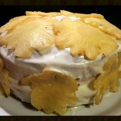 A picture of AMIES PINEAPPLE CAKE with COCONUT and BANANA.