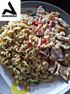 A picture of Indomie and egg.