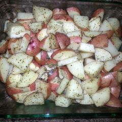 A picture of Rosemary oven roasted potatoes.