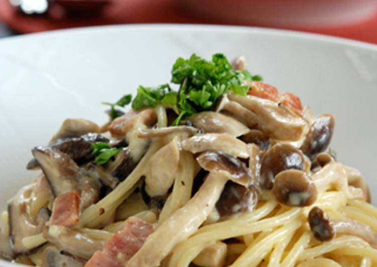 Easiest Way to Prepare Speedy Mushroom Carbonara Pasta with Mustard