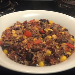 A picture of Quinoa and Black Beans.