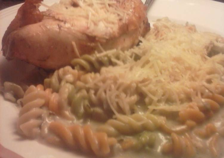 Simple Way to  Brad&#39;s chicken au vino with artichoke parmesan Alfredo