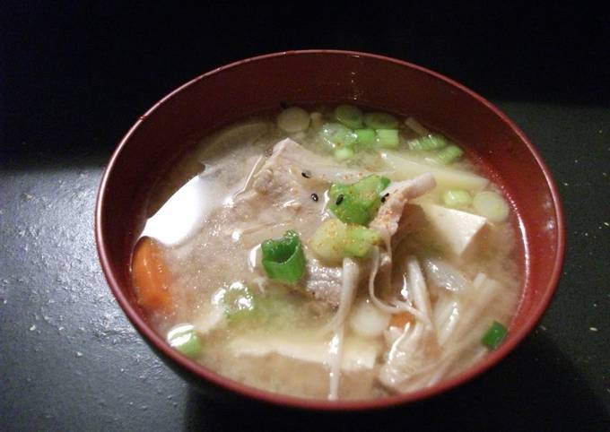 Recipe of Homemade Veggie Packed Pork Miso Soup