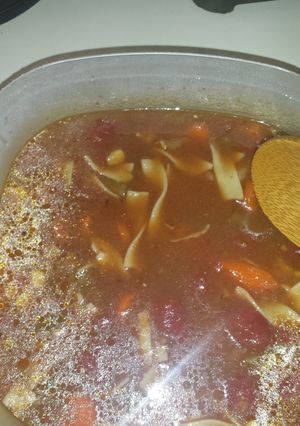 A picture of Vegetable Beef & Noodle Soup.