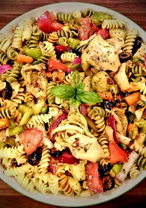 A picture of Mike's Chilly Tangy Feta Summertime Pasta Salad.