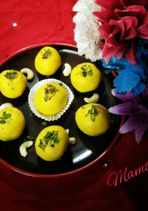 A picture of Kesari - Custard Malai laddu.
