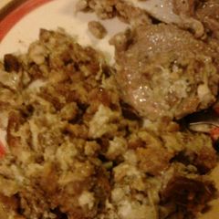 A picture of Pork Steak Stuffing Bake.