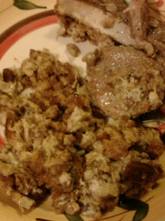 A picture of Pork Steak Stuffing Bake.