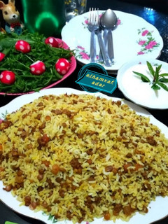 عکسی از دستور دمپخت پلو عدس کشمش الهام پز