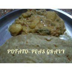 A picture of POTATO - PEAS GRAVY | SIDE DISH FOR CHAPATI.