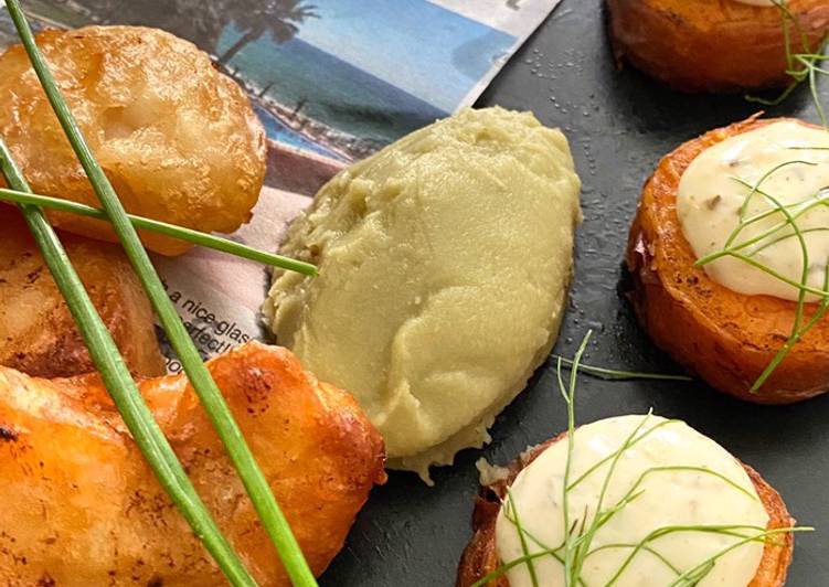 Recipe of Ultimate Cornish Monkfish Goujons with Sweet Potato Fondant and Pea Purée