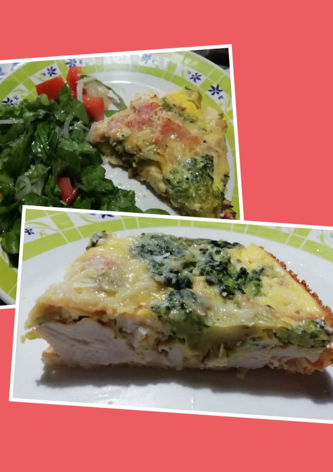 Una foto de Tarta de pollo y brócoli estilo Quiche Lorraine (pero light)