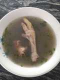 Sopa de menudencia de pollo con plátano verde y arroz