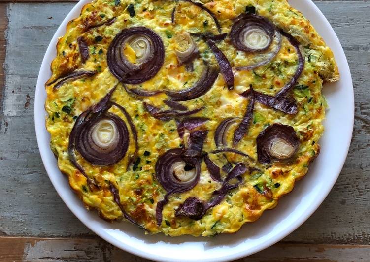 Simple Way to Make Homemade Frittata aux courgettes, chèvre et oignons rouges