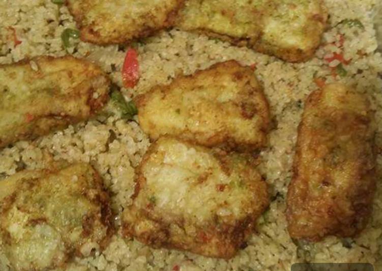 رز بالخلطة وسمك فيليه حاجة كدة وهممممم😋