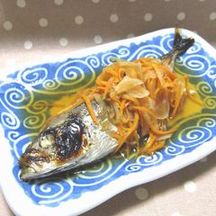 A picture of Easy and Healthy Oil-free Grilled Horse Mackerel with Nanban Sauce.