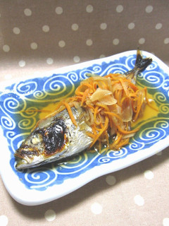 A picture of Easy and Healthy Oil-free Grilled Horse Mackerel with Nanban Sauce.