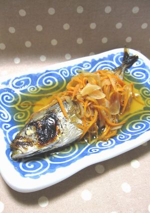 A picture of Easy and Healthy Oil-free Grilled Horse Mackerel with Nanban Sauce.