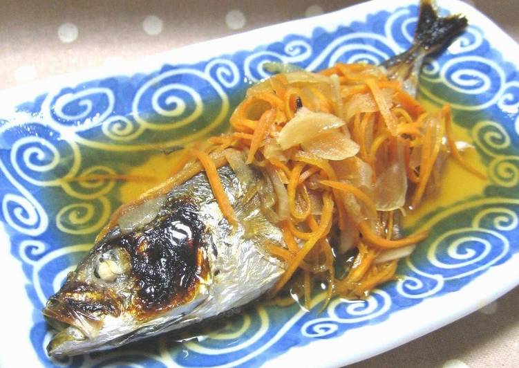 Recipe of Perfect Easy and Healthy Oil-free Grilled Horse Mackerel with Nanban Sauce