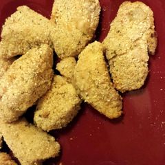 Baked chicken nuggets A picture of Baked chicken nuggets.