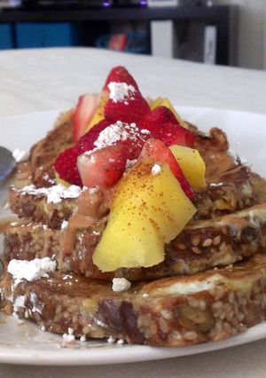 A picture of Protein Strawberry Mango French Toast.