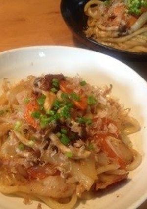A picture of Stir Fried Udon Noodles with Yuzu Pepper.