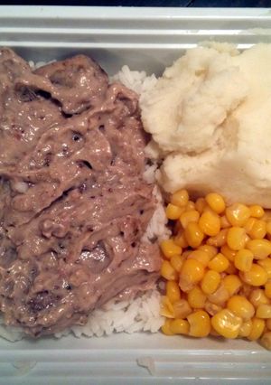 A picture of Smothered Steak in Creamy Mushroom Gravy.