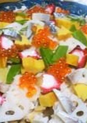 A picture of Chirashizushi with Leftovers from Osechi.