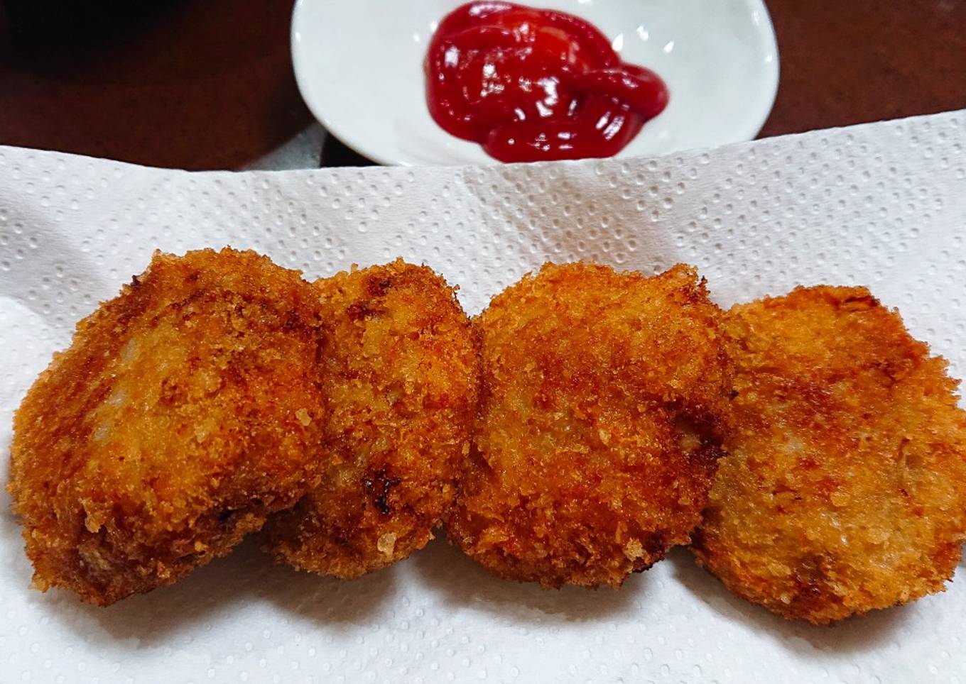 Ikan maguro, enoki cincang keju goreng