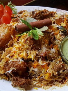 A picture of Spicy Mutton Biryani.