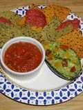 SPICY SALSA AND GUACAMOLE FOR SNACKING. JON STYLE
