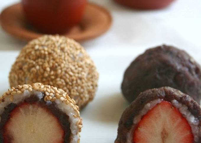 Strawberry Ohagi Rice Cakes