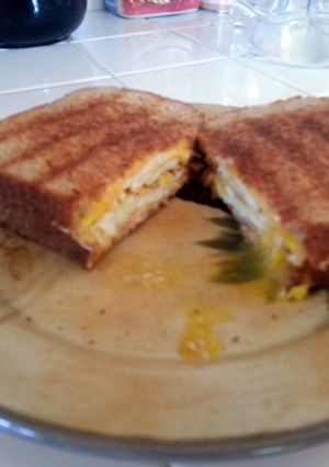 A picture of Monster Ham & Egg breakfast Panini.