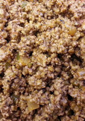 A picture of Picadillo "ground beef" for tacos.