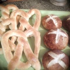 A picture of Homemade Pretzel Rolls for sandwiches.