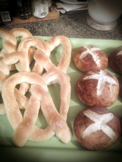 A picture of Homemade Pretzel Rolls for sandwiches.