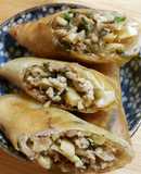Simple Spring Rolls with Chicken, Bamboo Shoots, Chives, and Cellophane Noodles