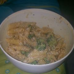 A picture of White sauce pasta.